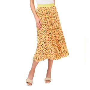 Vince Camuto- Floral Print Pleaded Midi Skirt
